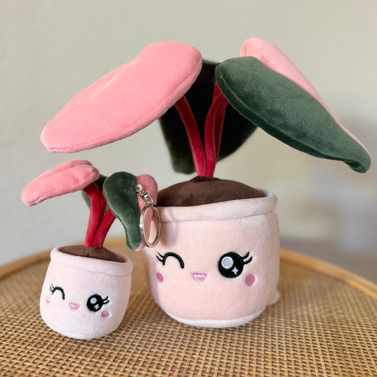 Pink Princess Philodendron Plush + Keychain Bundle