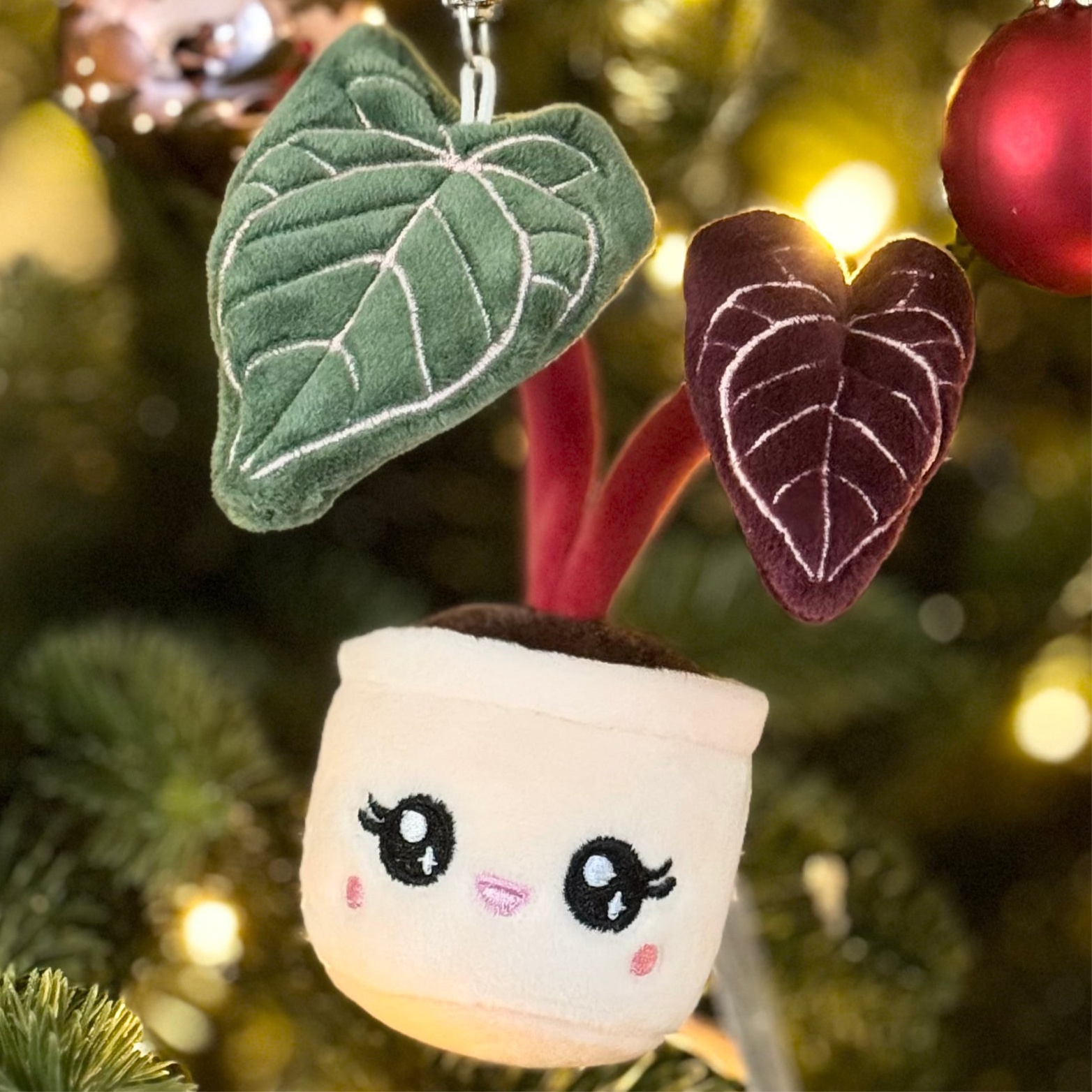 anthurium charm Anthurium Red Crystal Plush Keychain – 5″ Rare Aroid Bag Charm
