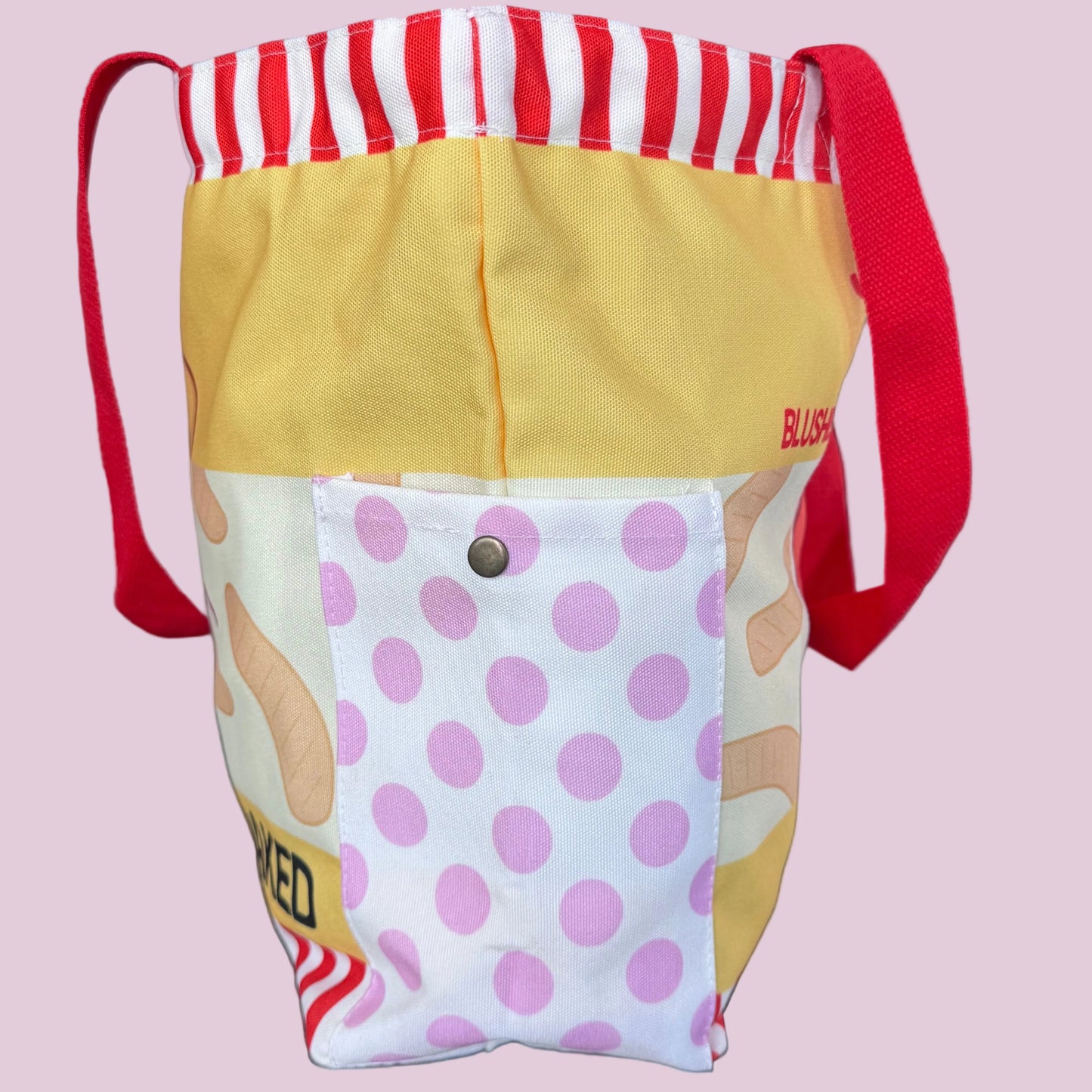 Premium Shrimp Chips Tote Bag – 15″ Canvas Zip-Top Bag with Inner & Side Pockets
