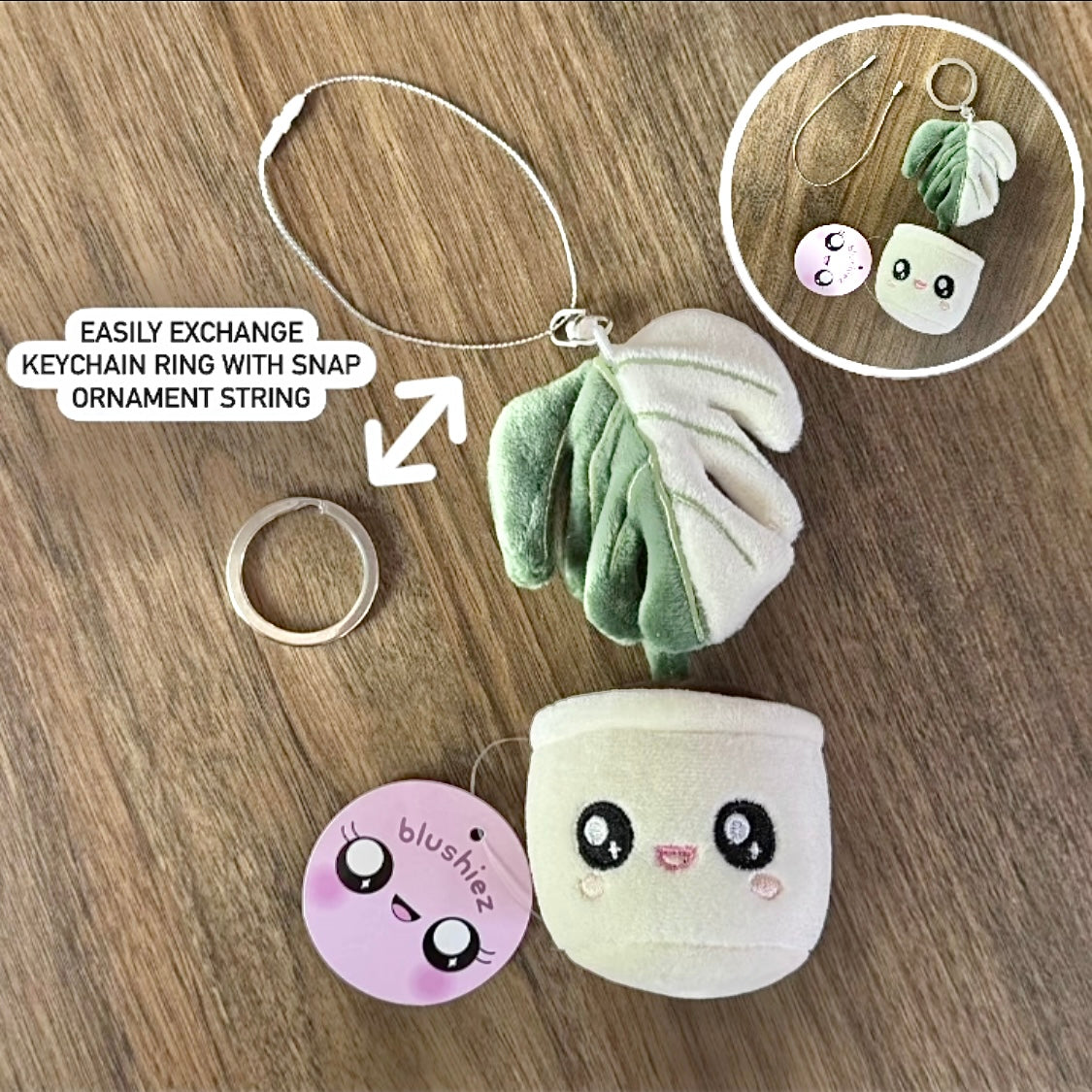 Plush Keychain: Monstera Deliciosa Albo Variegata